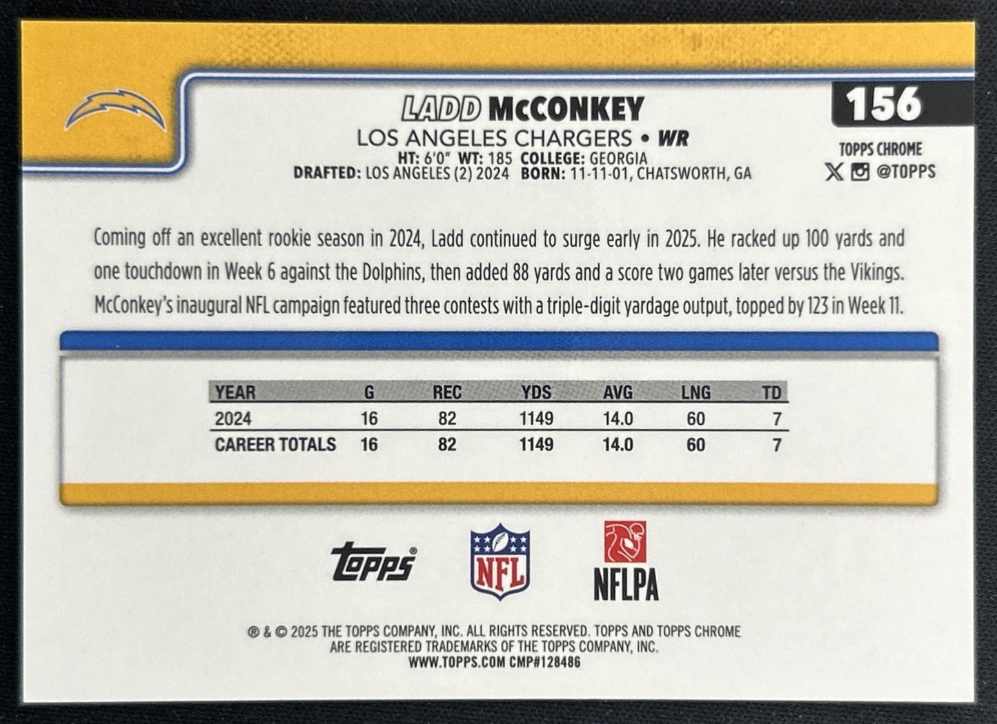 Ladd McConkey 2025 Chrome Image Variation Green Geometric Refractor /99 Chargers back