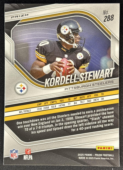 Kordell Stewart 2025 Panini Prizm Neon Green Pulsar Steelers - Pittsburgh Steelers