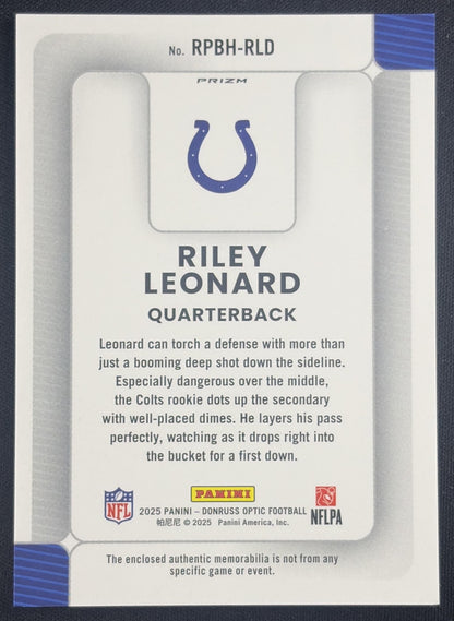 Riley Leonard 2025 Panini Donruss Optic Rookie Phenoms Blue Hyper Prizm Colts