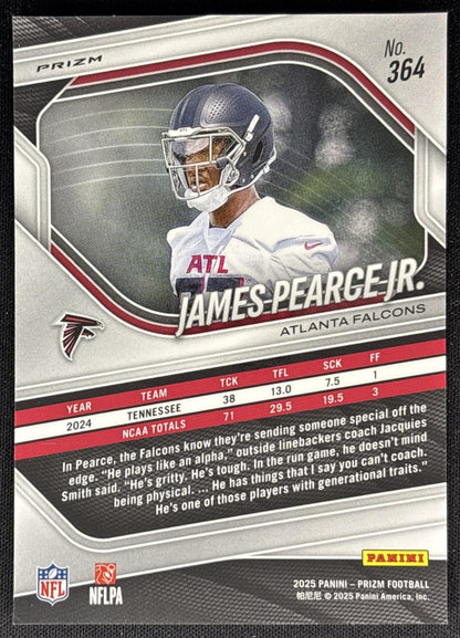James Pearce Jr. 2025 Panini Prizm Red White BLue Falcons Sports Trading Cards