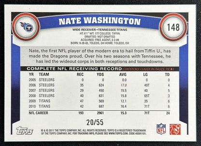 Nate Washington 2011 Topps Black /55 Titans Sports Trading Card