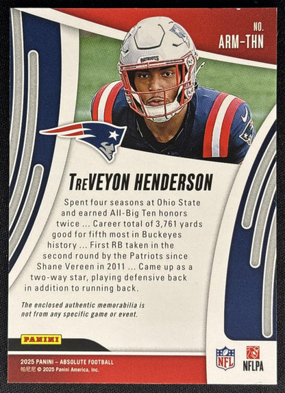 TreVeyon Henderson 2025 Panini Absolute Rookie Materials Patriots Sports Trading Cards