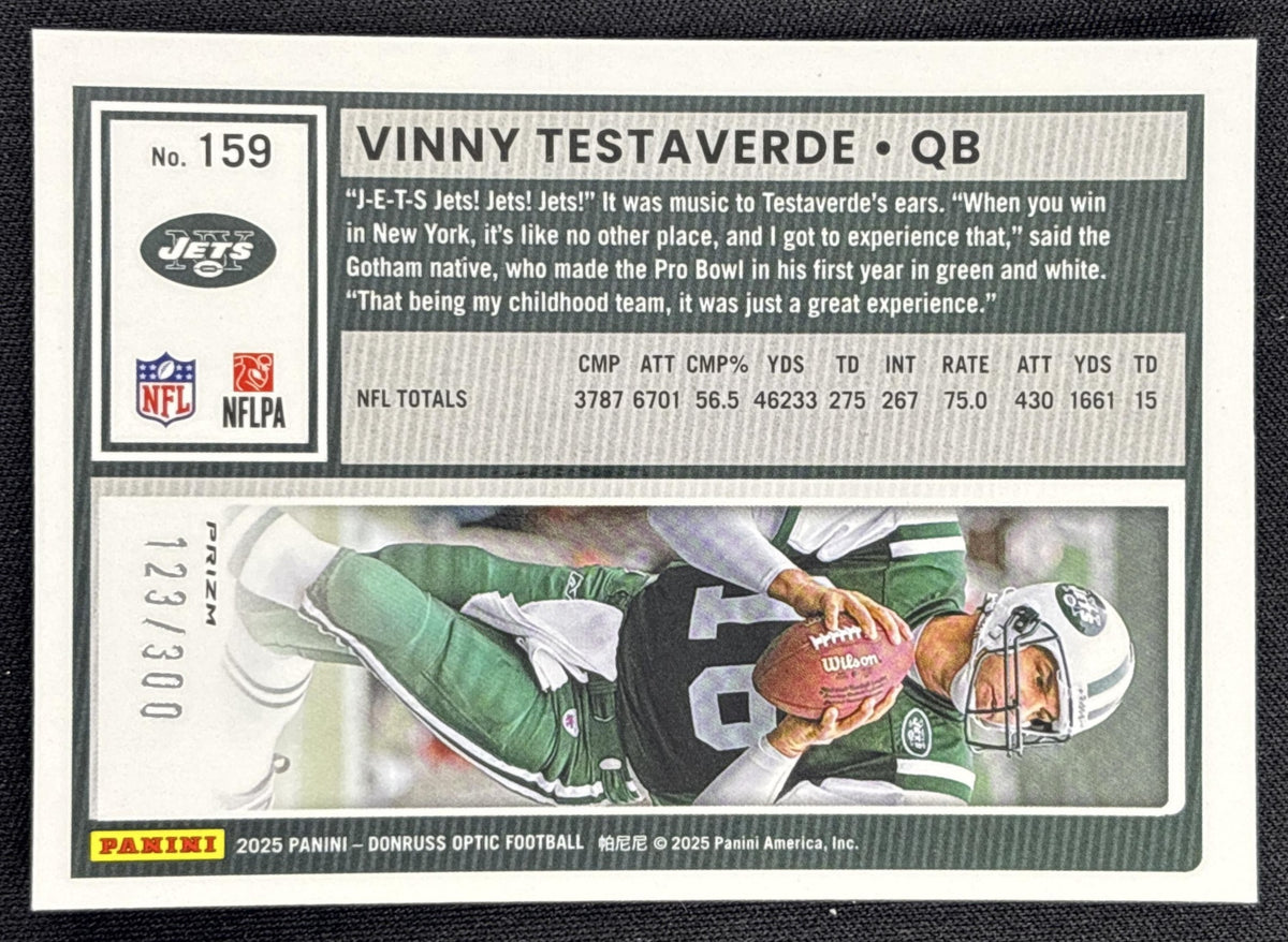 Vinny Testaverde 2025 Panini Donruss Optic Wave Prizm /300 Jets