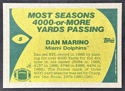 Dan Marino 1989 Topps Dolphins Sports Trading Cards