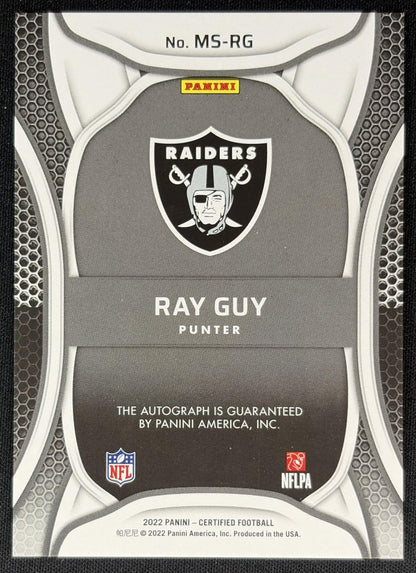 Ray Guy 2022 Panini Certified Mirror Signatures Teal /25 Raiders Sports Trading Cards