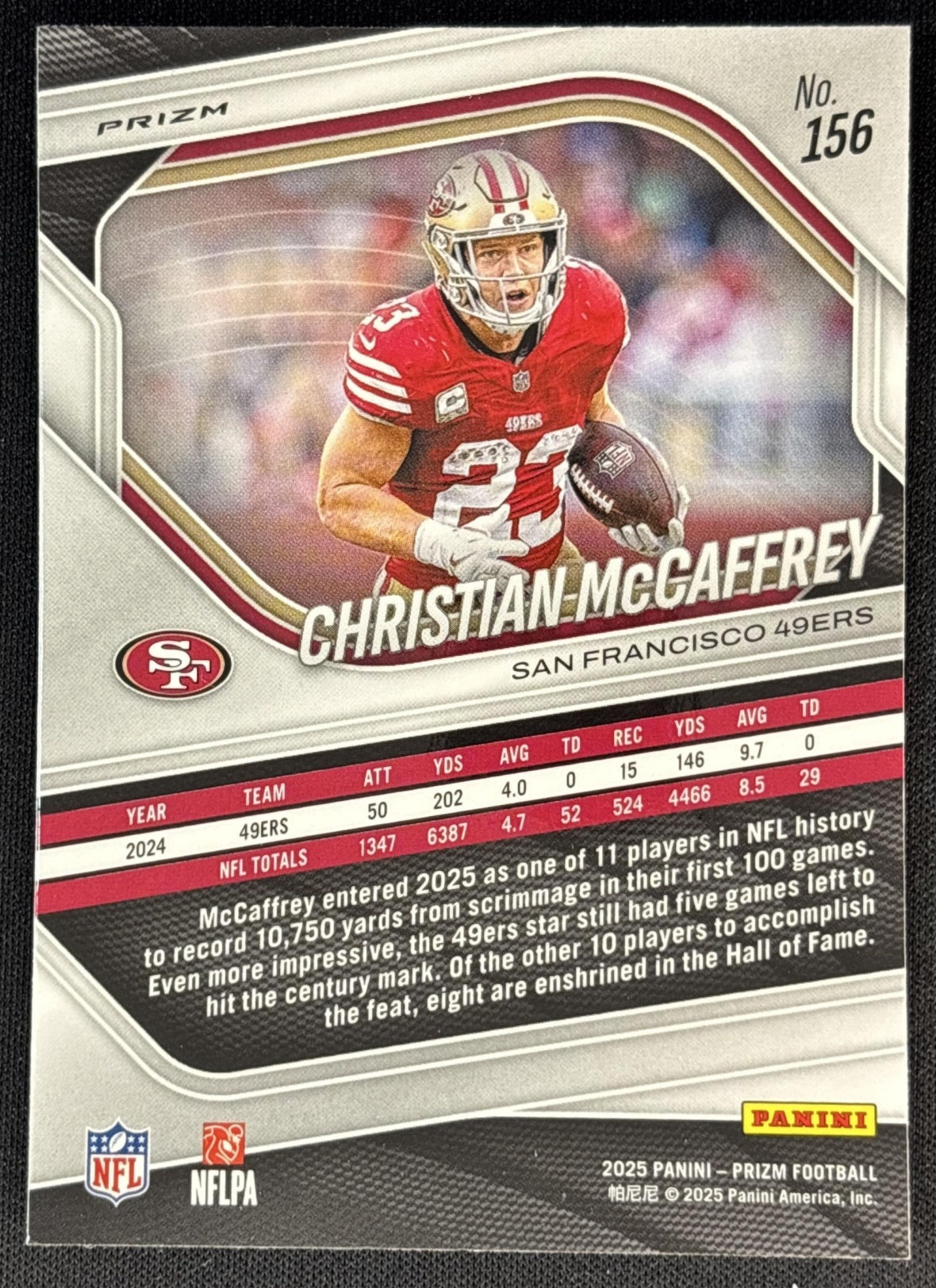 Christian McCaffrey 2025 Panini Prizm Neon Green Pulsar 49ers