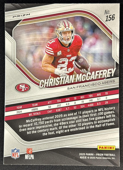 Christian McCaffrey 2025 Panini Prizm Neon Green Pulsar 49ers