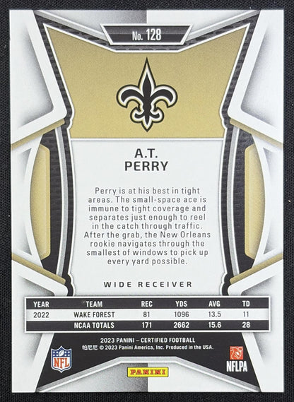 A.T. Perry 2023 Panini Certified /399 Saints New Orleans Saints