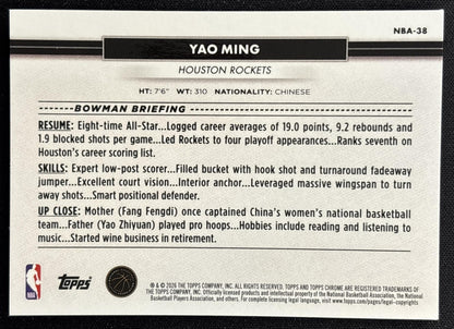 Yao Ming 2026 Topps NSCC Collection NBA Sports Trading Cards