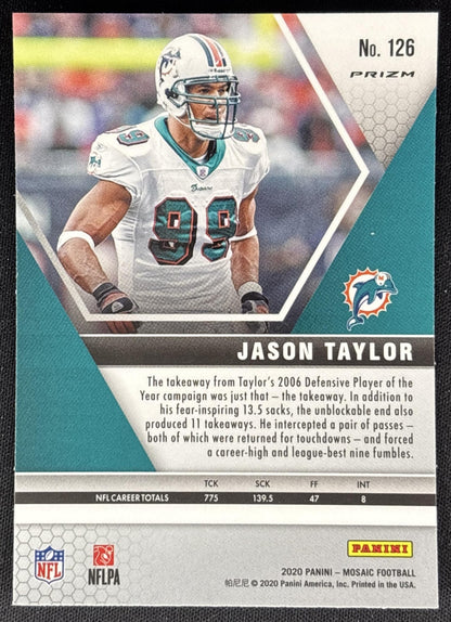 Jason Taylor 2020 Panini Mosaic Prizm Camo Pink Dolphins Sports Trading Cards