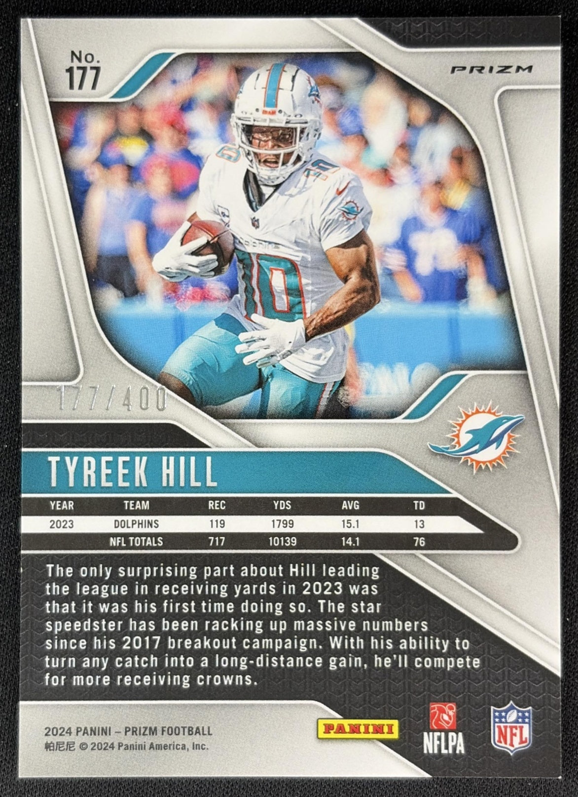 Tyreek Hill 2024 Panini Prizm Pandora /400 Dolphins back