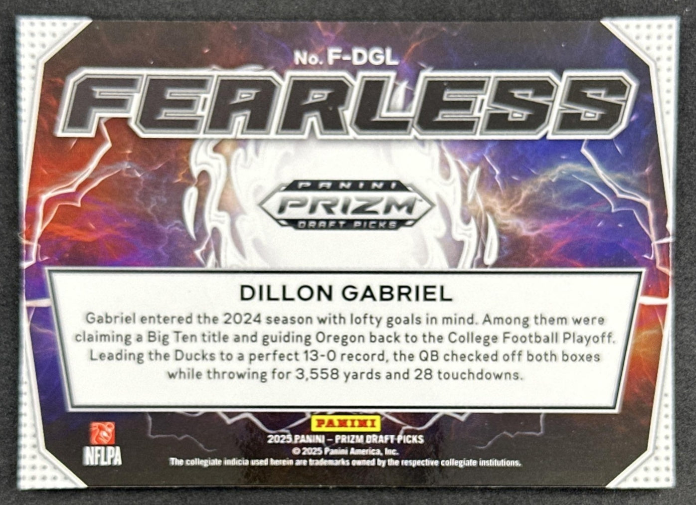 Dillon Gabriel 2025 Panini Prizm Draft Picks Fearless Ducks Browns
