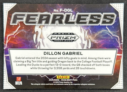 Dillon Gabriel 2025 Panini Prizm Draft Picks Fearless Ducks Browns
