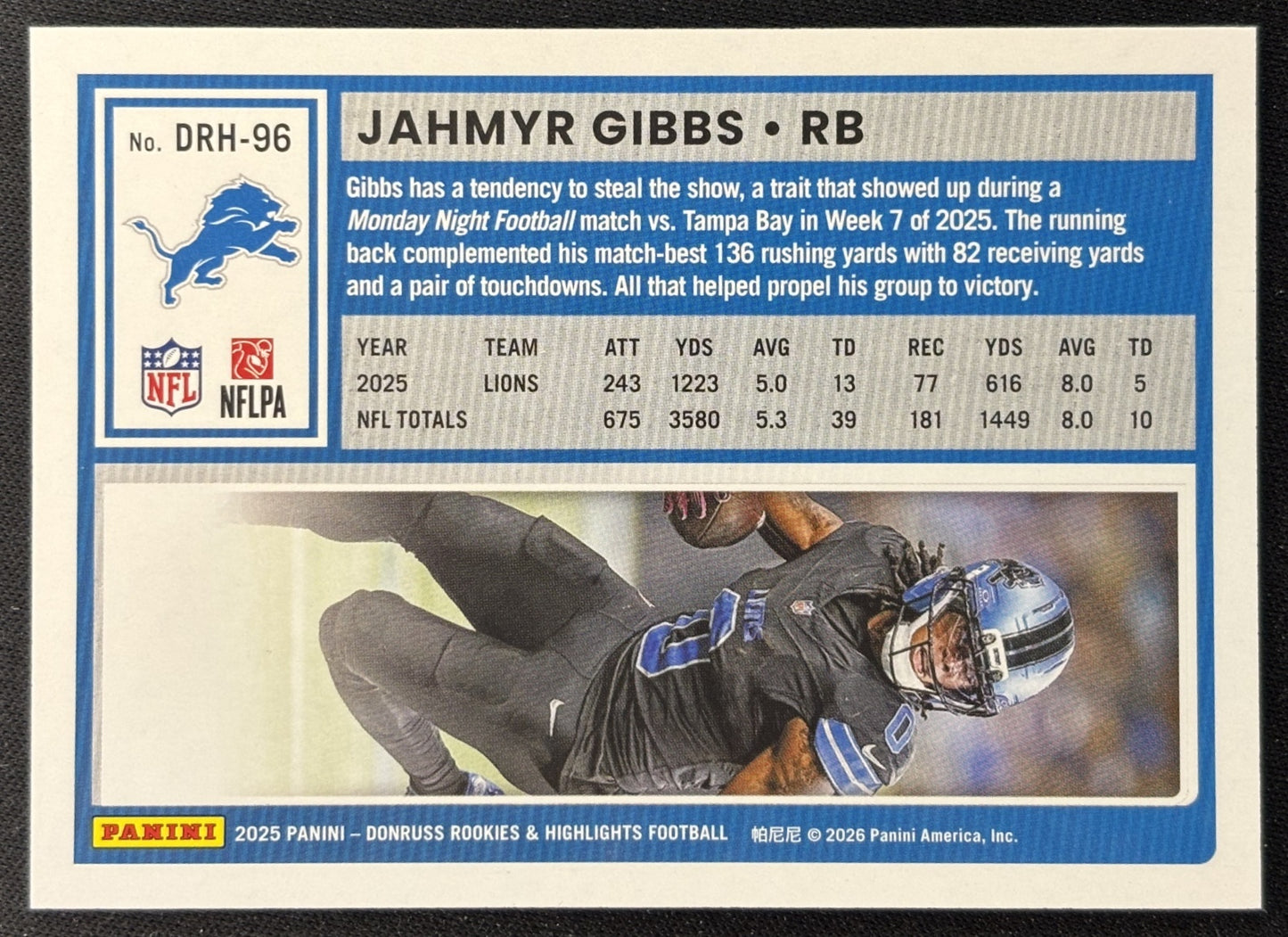 Jahmyr Gibbs 2025 Panini Donruss Rookies & Highlights Lions Sports Trading Cards