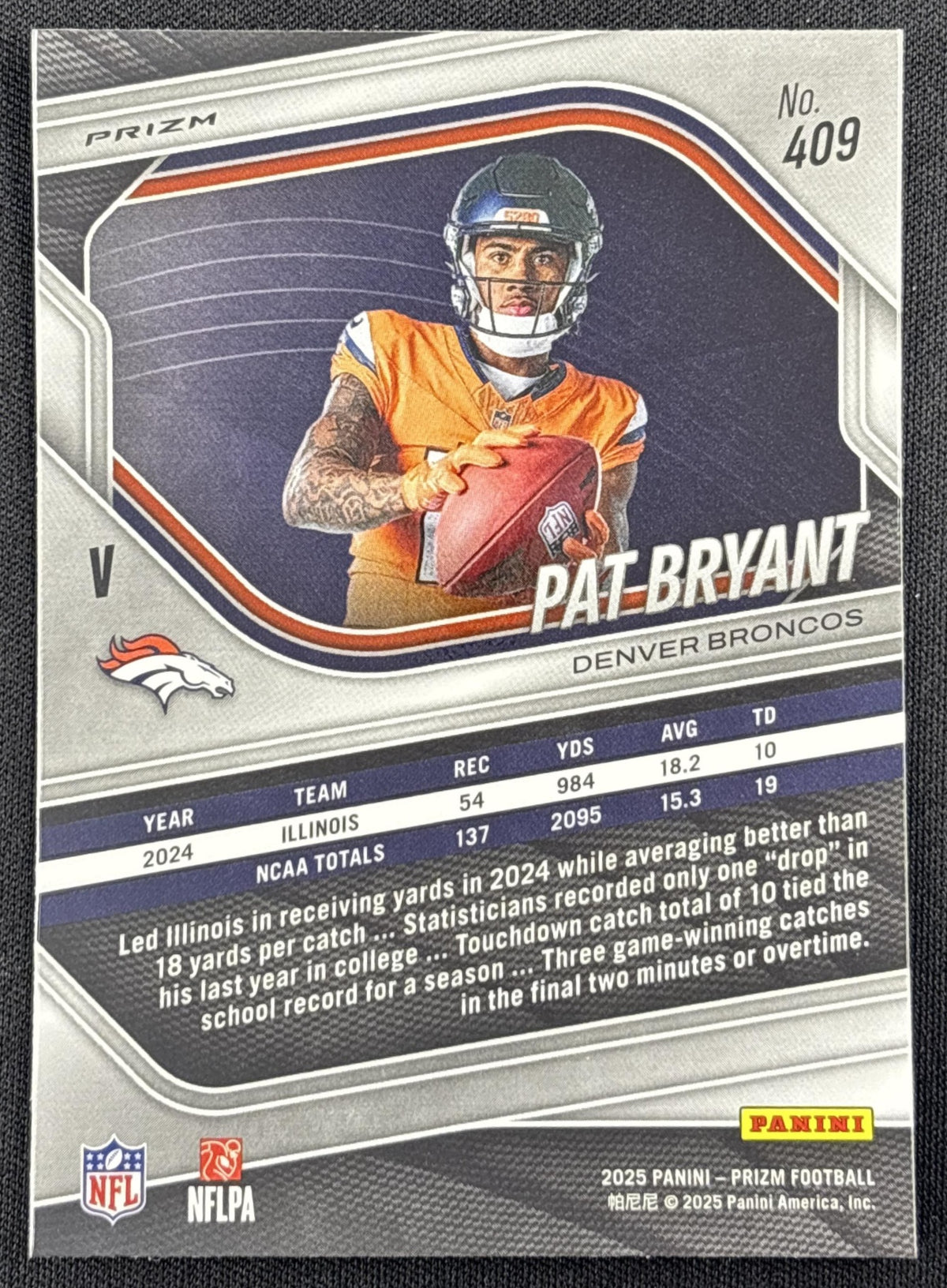Pat Bryant 2025 Panini Prizm Rookie Variations No Huddle Broncos