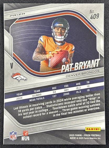 Pat Bryant 2025 Panini Prizm Rookie Variations No Huddle Broncos