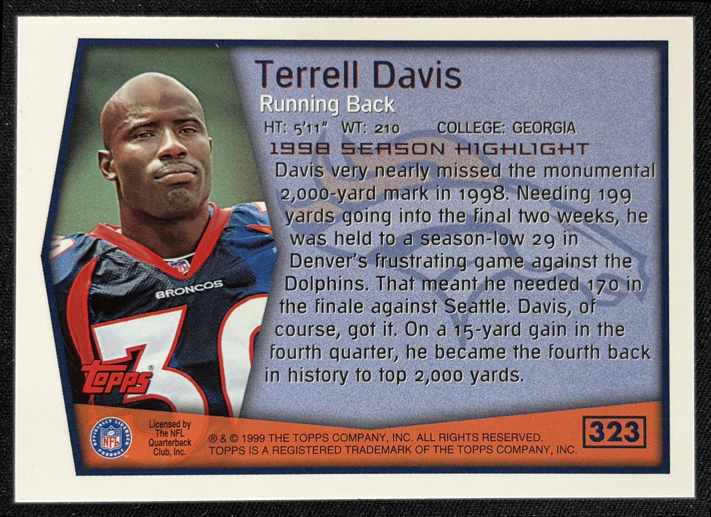 Terrell Davis 1999 Topps Broncos