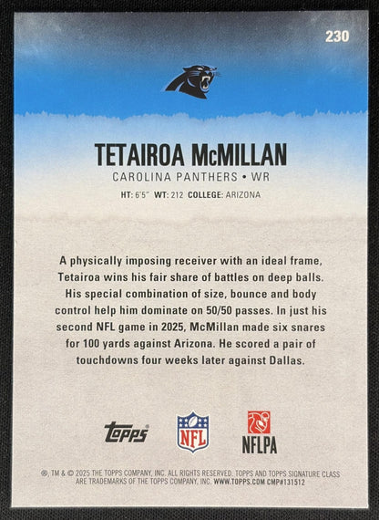Tetairoa McMillan 2025 Topps Signature Class Rookie Panthers back