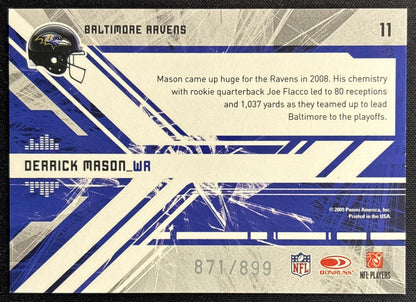 Derrick Mason 2009 Panini Donruss Elite Chain Reaction Gold /899 Ravens back