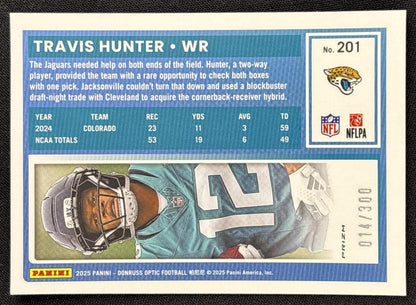 Travis Hunter 2025 Panini Donruss Optic Rated Rookie Wave Prizm /300 Jaguars