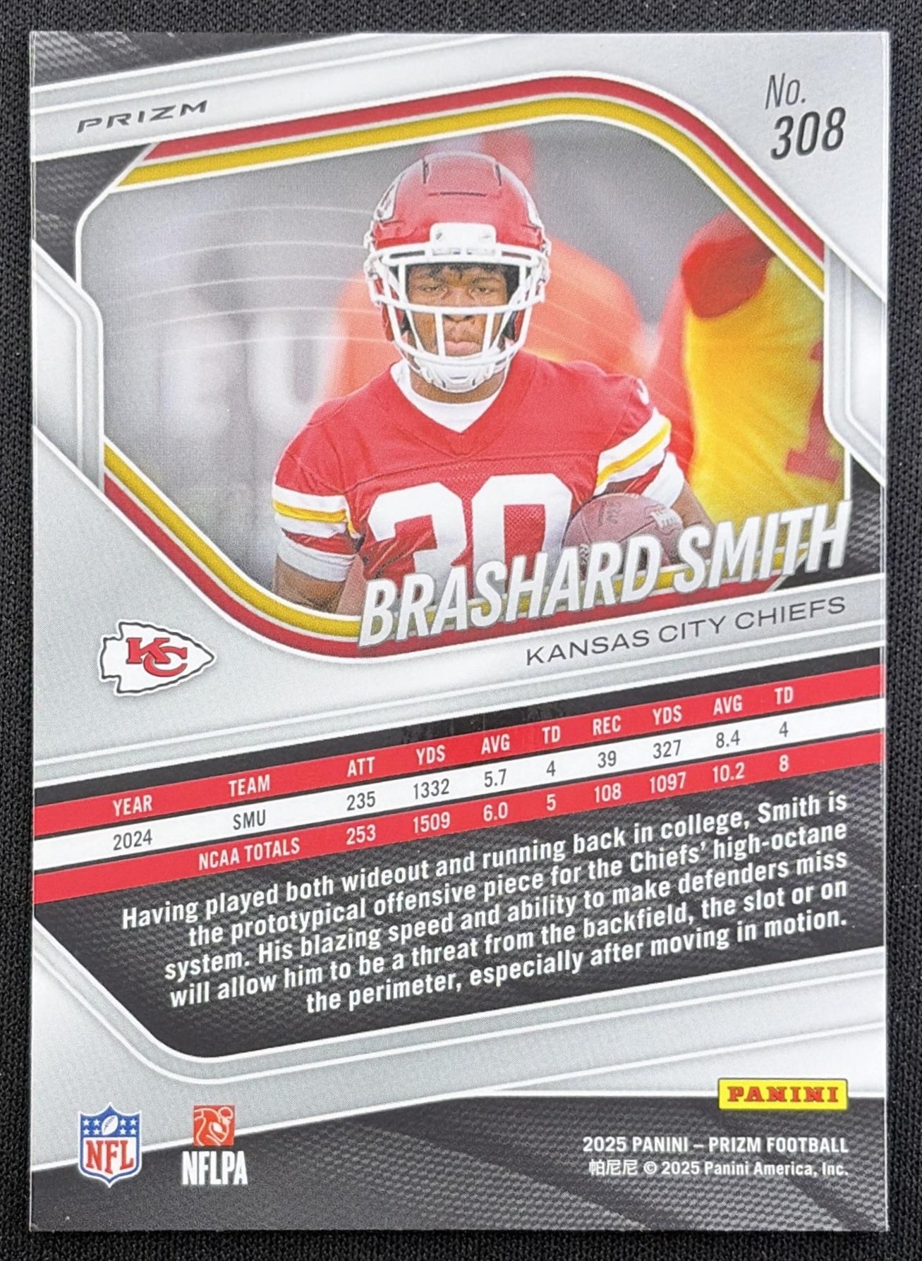 Brashard Smith 2025 Panini Prizm Lazer Chiefs