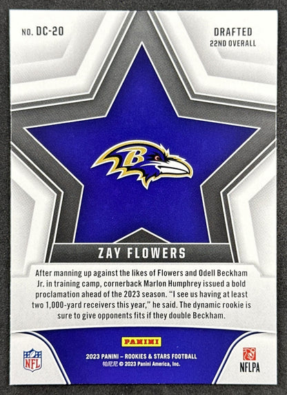 Zay Flowers 2023 Panini Rookies & Stars Draft Class Ravens Back