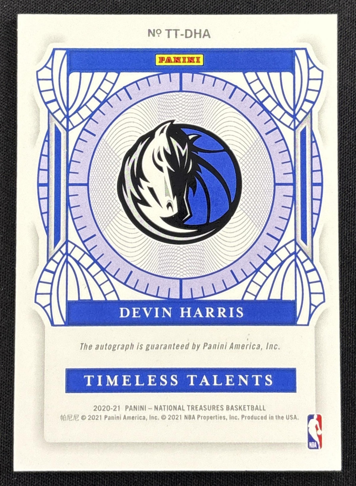 Devin Harris 2020 Panini National Treasures Timeless Talents Signatures /99 Mavericks Sports Trading Card