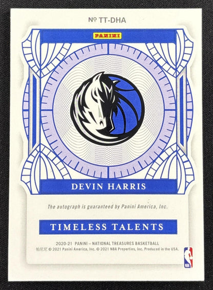Devin Harris 2020 Panini National Treasures Timeless Talents Signatures /99 Mavericks Sports Trading Card