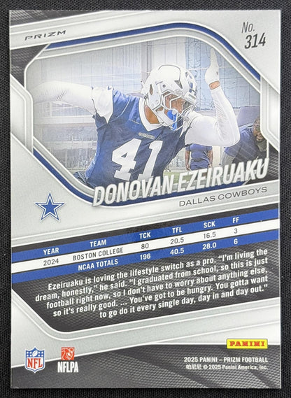Donovan Ezeiruaku 2025 Panini Prizm Lazer Cowboys