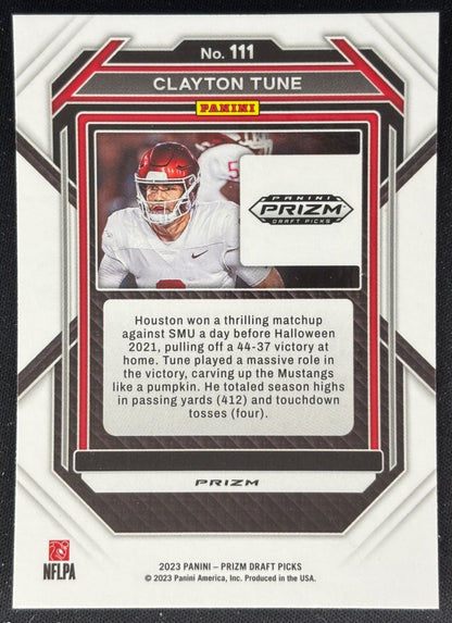 Clayton Tune 2023 Panini Prizm Draft Picks Prizms Gold Ice Sports Trading Cards