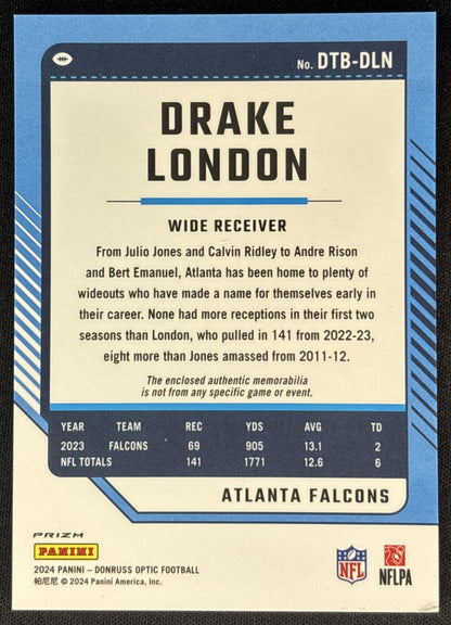 Drake London 2024 Panini Donruss Optic Threads Blue Hyper Falcons