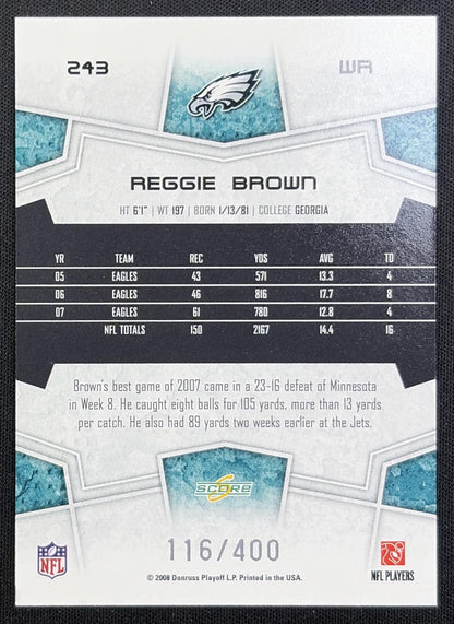 Reggie Brown 2008 Score Gold Zone /400 Eagles