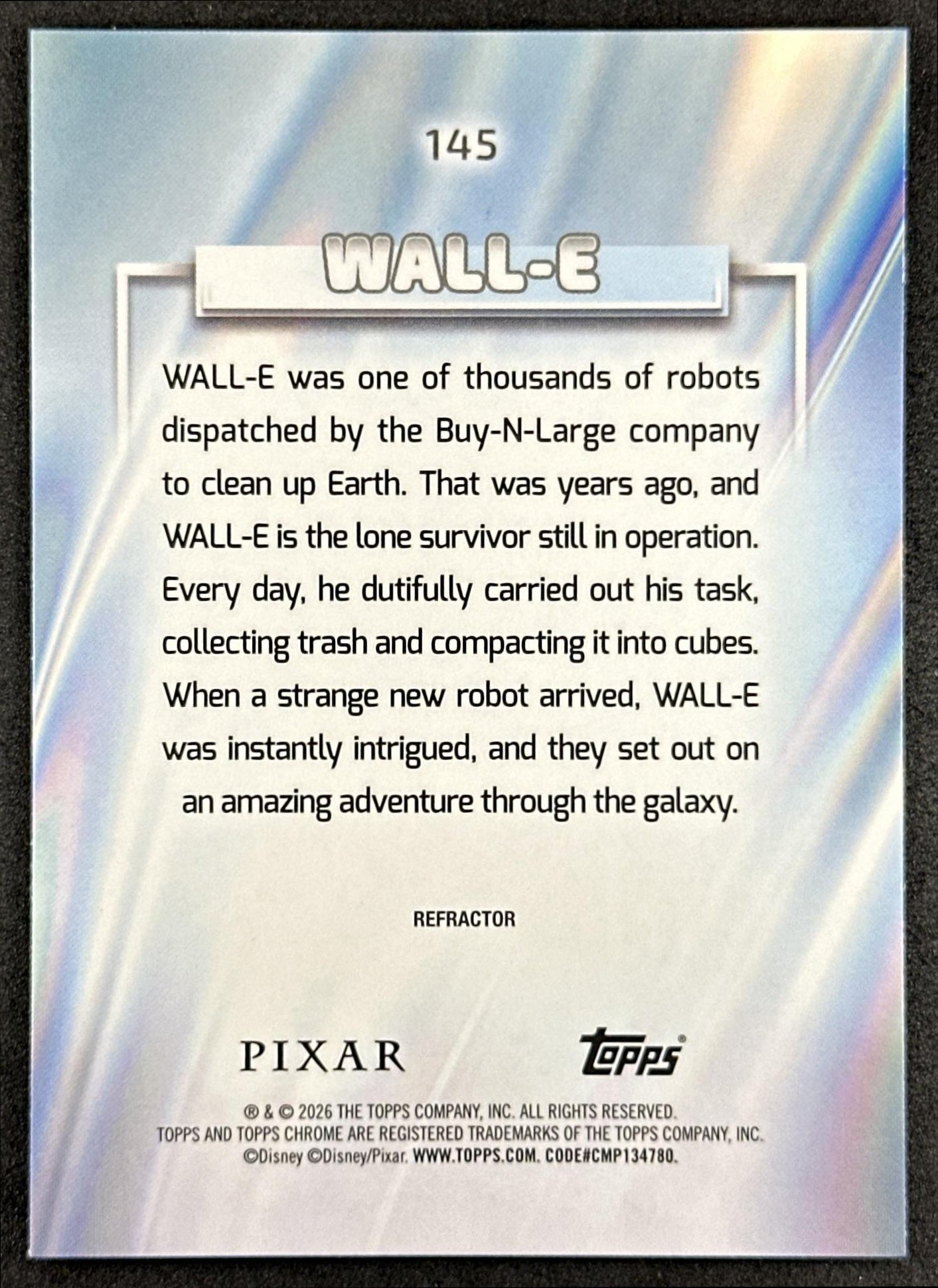 WALL-E 2026 Topps Chrome Disney Refractor Back
