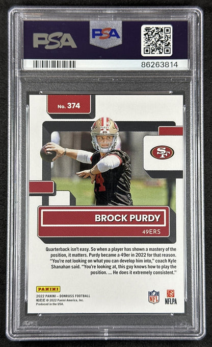 Brock Purdy 2022 Panini Donruss Rated Rookie PSA 9