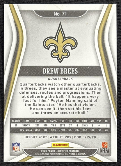 Drew Brees 2020 Panini Certified Mirror Red /99 Saints