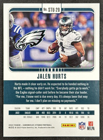 Jalen Hurts 2022 Chronicles Studio Purple /25 Eagles Sports Trading Cards