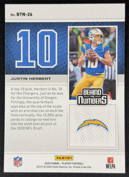 Justin Herbert 2020 Panini Playoff Behind the Numbers Red Chargers back