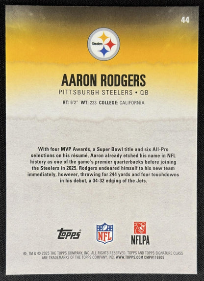 Aaron Rodgers 2025 Topps Signature Class Chrome Veteran White Refractor Steelers