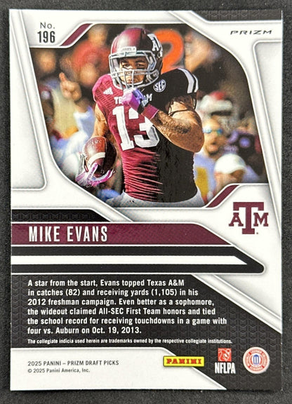 Mike Evans 2025 Panini Prizm Draft Picks Purple Wave Aggies Buccaneers