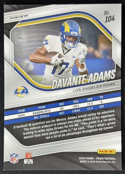 Davante Adams 2025 Panini Prizm Pandora /400 Rams Sports Trading Cards