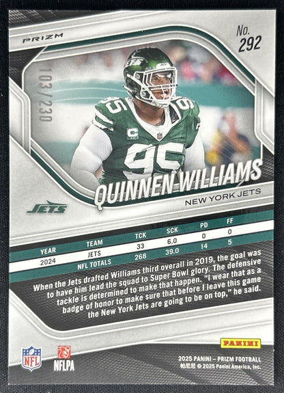 Quinnen Williams 2025 Panini Prizm Blue Wave /230 Jets