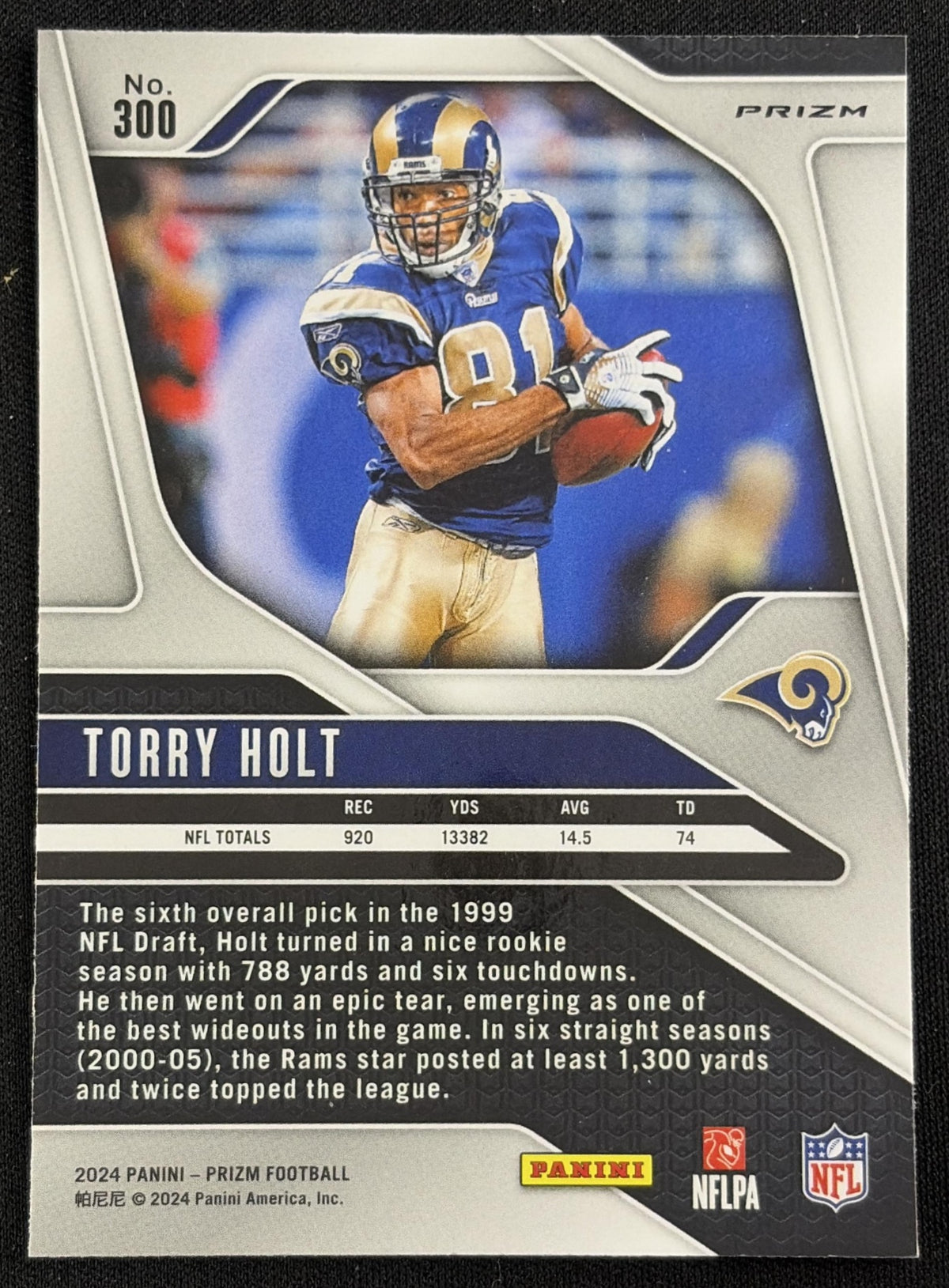 Torry Holt 2024 Panini Prizm Green Wave Prizm Rams Sports Trading Card