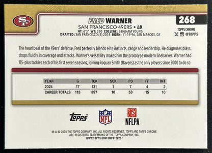 Fred Warner 2025 Topps Chrome 49ers
