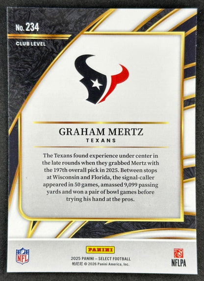Graham Mertz 2025 Select Club Level Texans