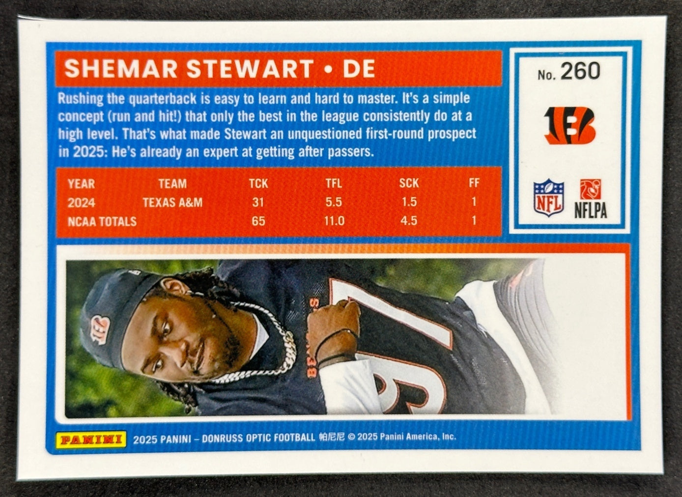 Shemar Stewart 2025 Donruss Optic Rated Rookie Bengals Sports Trading Card