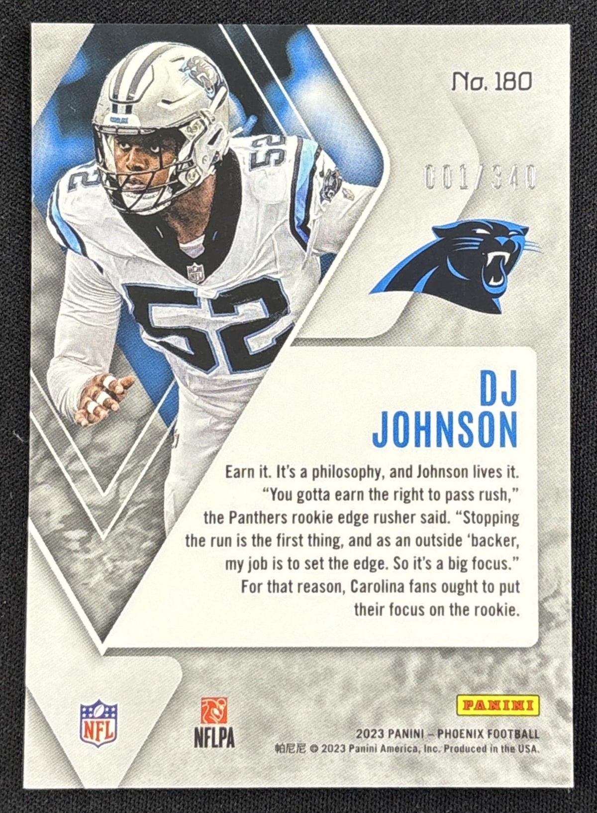 DJ Johnson 2023 Panini Phoenix Fire Burst /340 Panthers