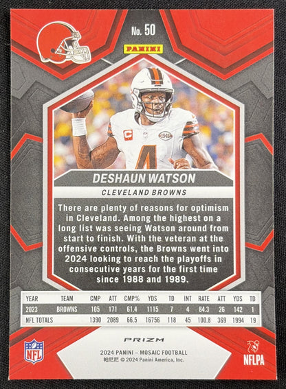 Deshaun Watson 2024 Panini Mosaic Red Sparkle Prizm Browns