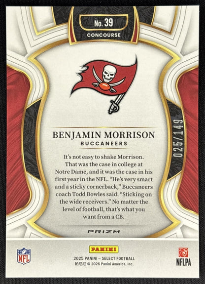 Benjamin Morrison 2025 Panini Select Concourse Marron Prizm /149 Buccaneers Sports Trading Cards