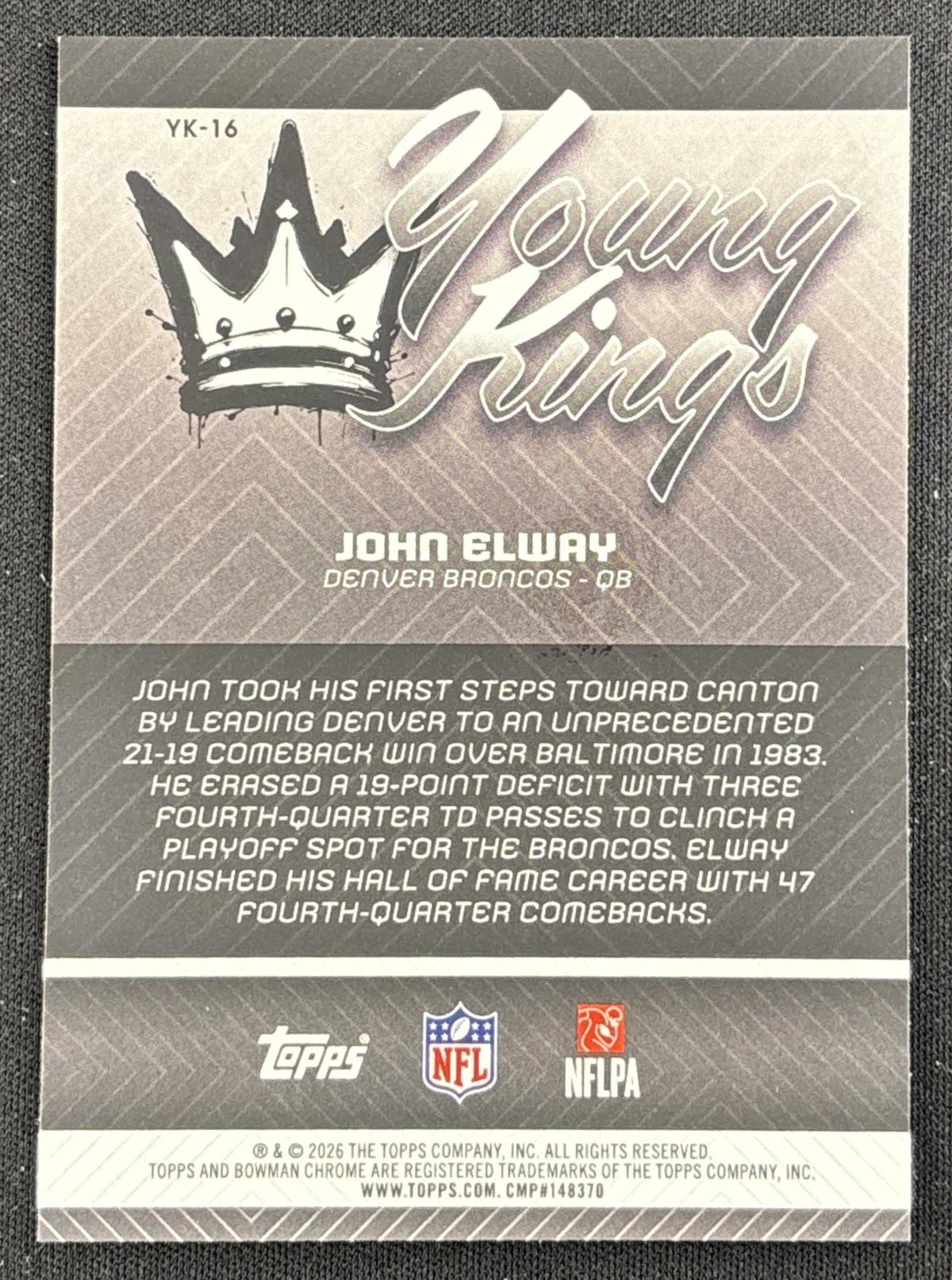 John Elway 2026 Bowman Young Kings Chrome Broncos