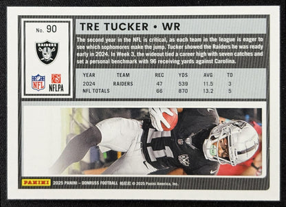 Tre Tucker 2025 Panini Donruss Press Proof Gold /50 Raiders
